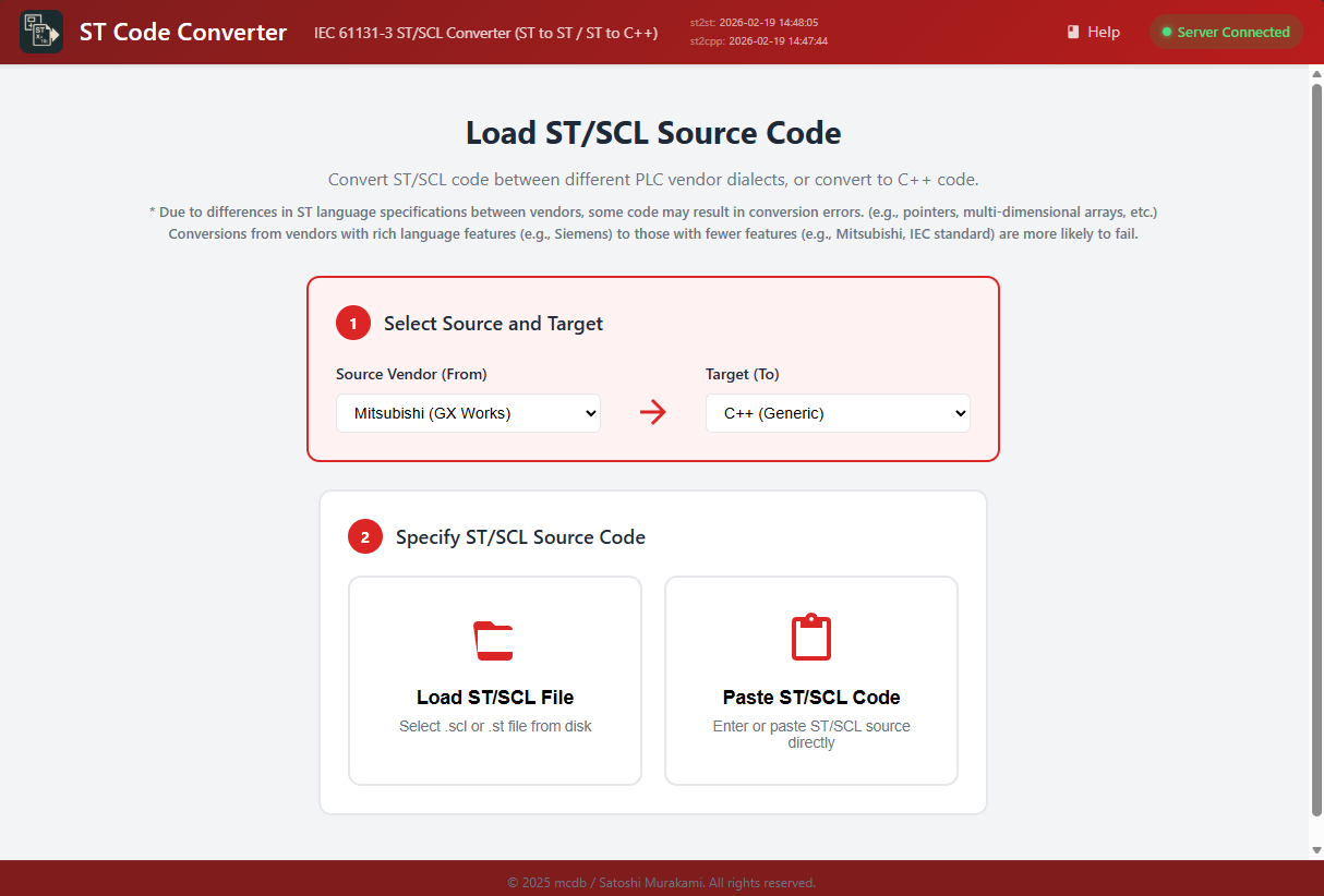 ST Code Converter Application
